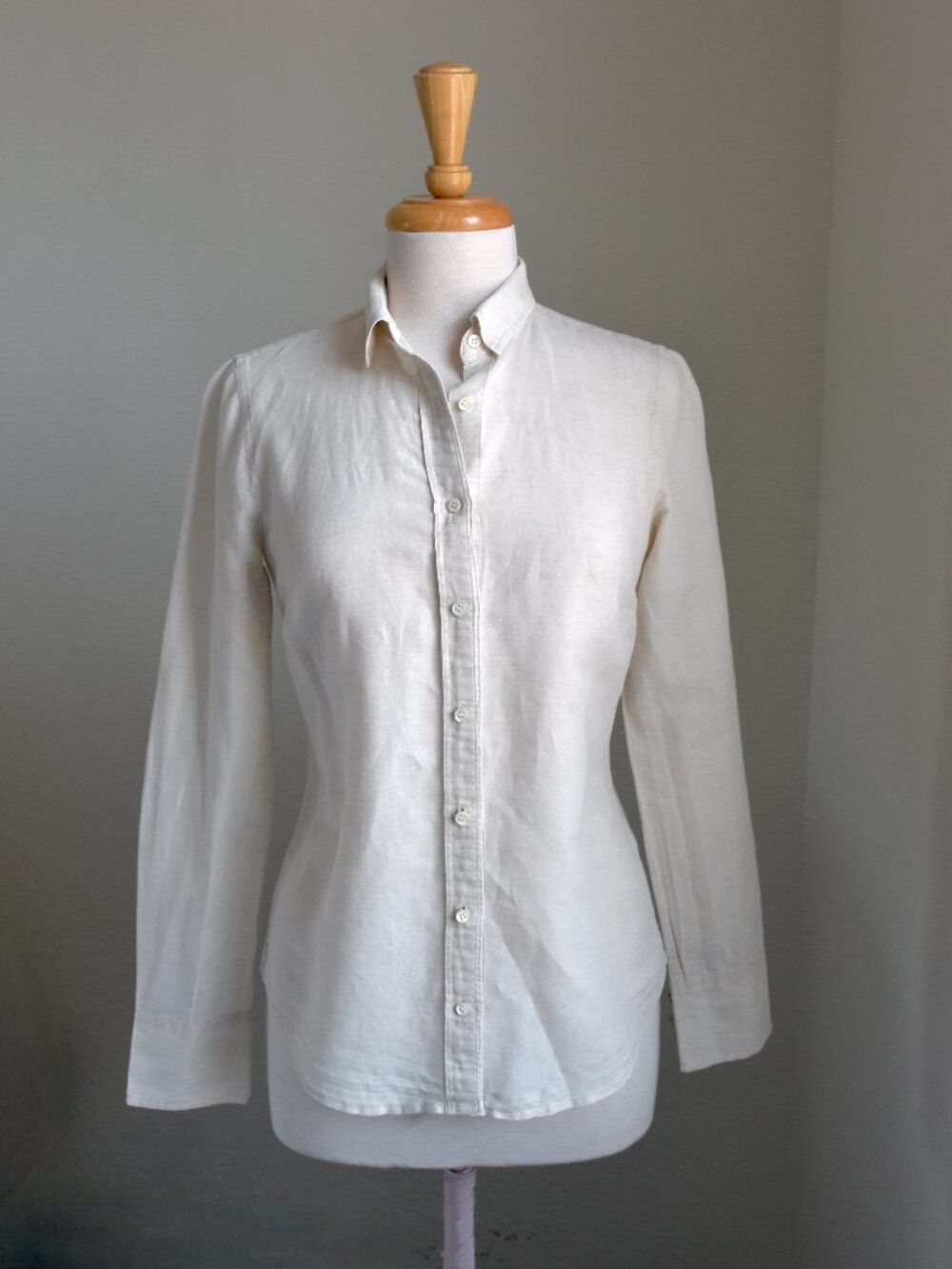 J.Crew Women's Linen Blend The Perfect Shirt Buttondown Beige - Size 00